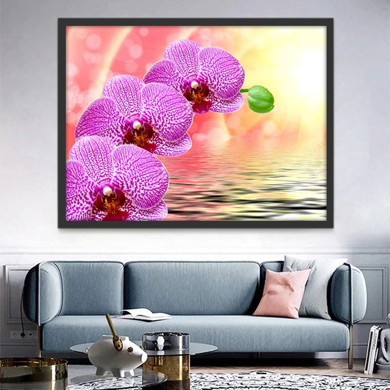 Drie Vlinderbloemen bij het Water Schilderen op Nummers