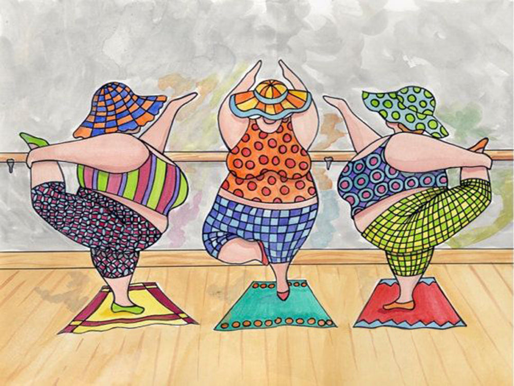 Drie Vrouwen die Yoga Beoefenen Schilderen op Nummers