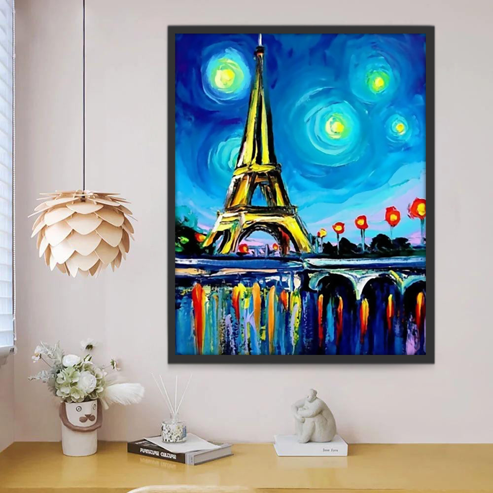 Een Artistieke Tekening van de Eiffeltoren Schilderen op Nummers