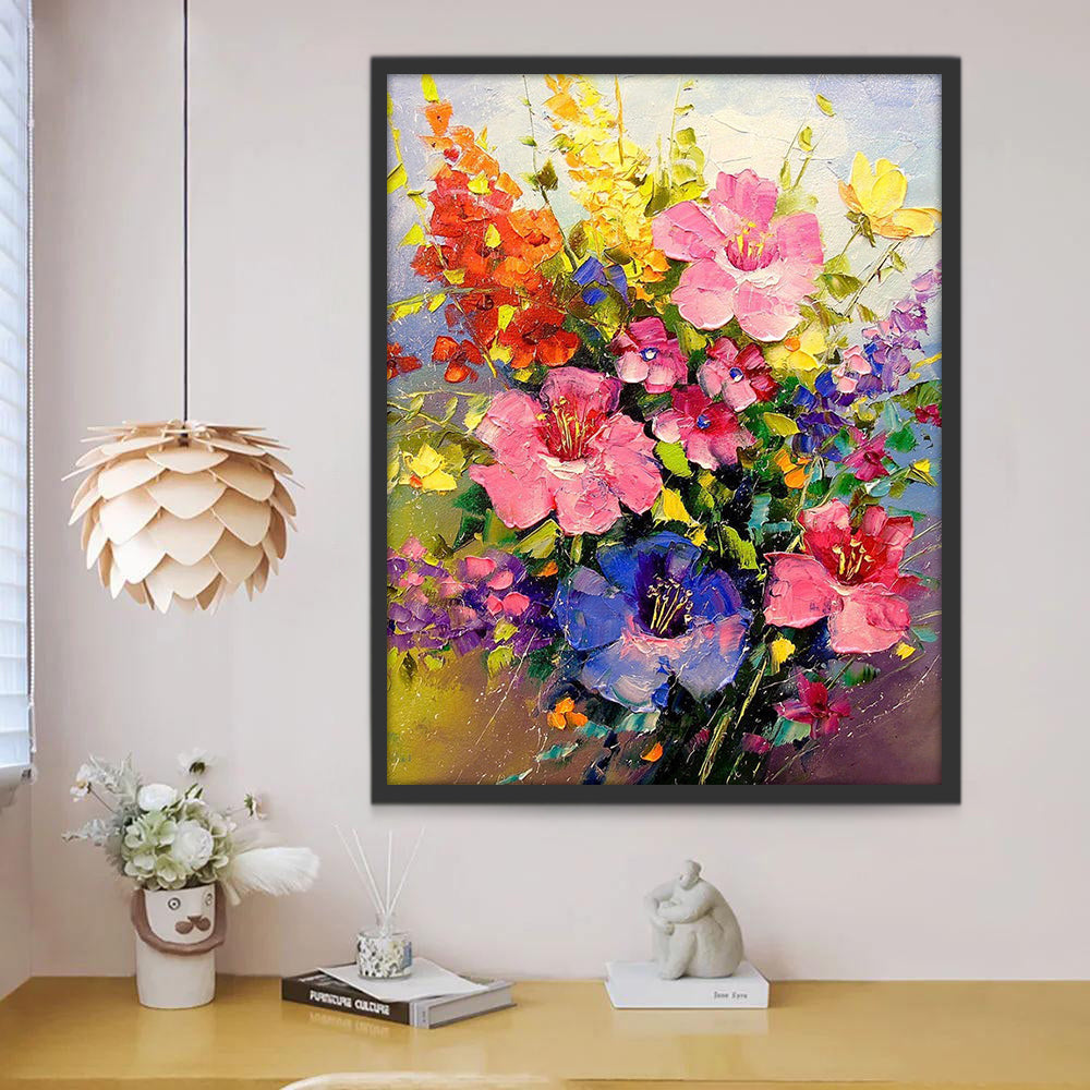 Een boeket heldere en kleurrijke bloemen Schilderen op Nummers