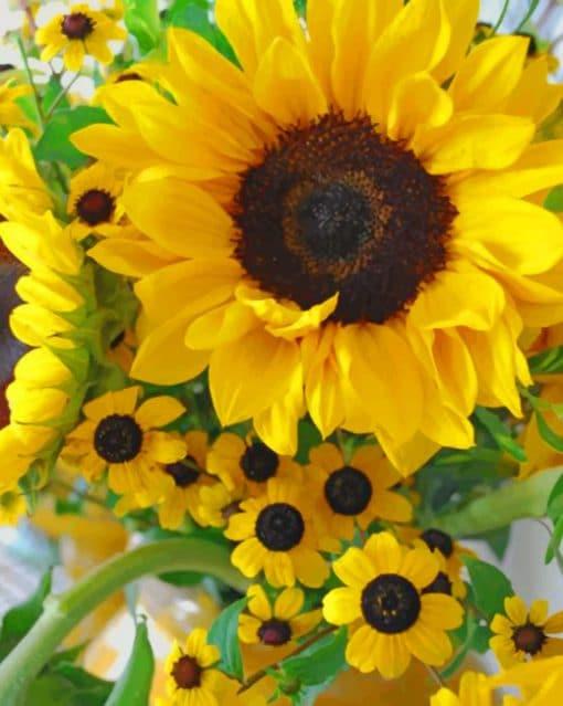 Een Boeket Zonnebloemen Schilderen op Nummers