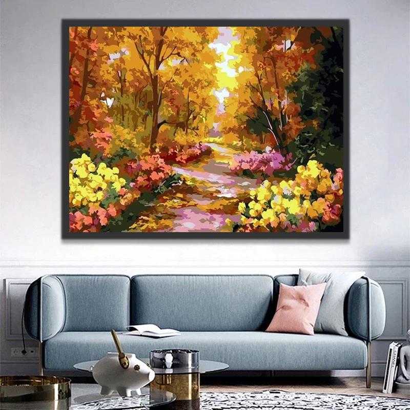 Een Bos met Bloemen in Volle Bloei Schilderen op Nummers
