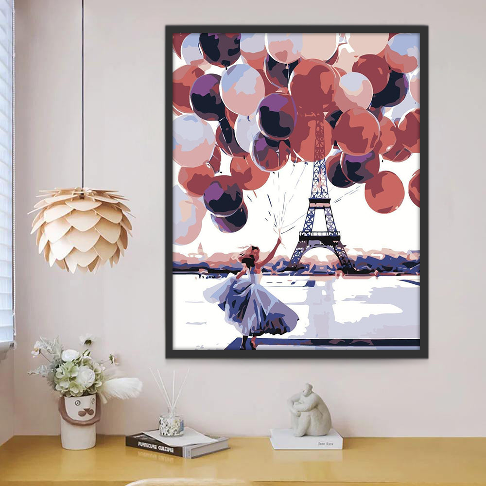 Een Bruid met Ballonnen Schilderen op Nummers