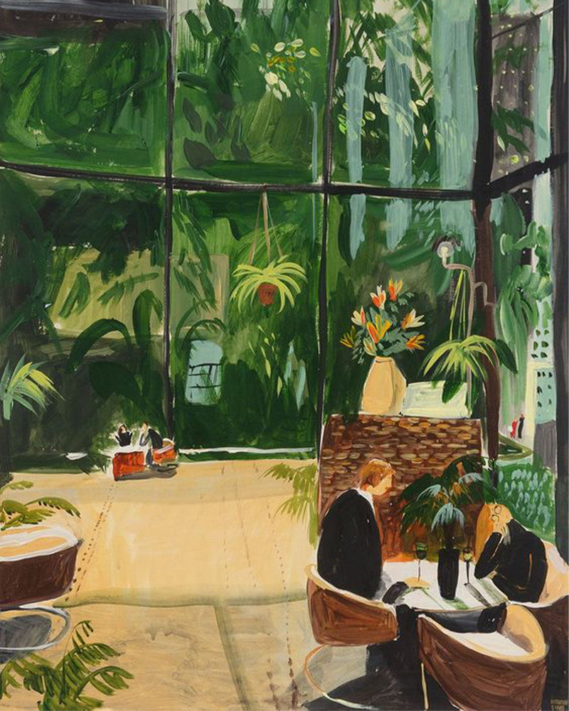 Een Café vol met Groene Planten Schilderen op Nummers