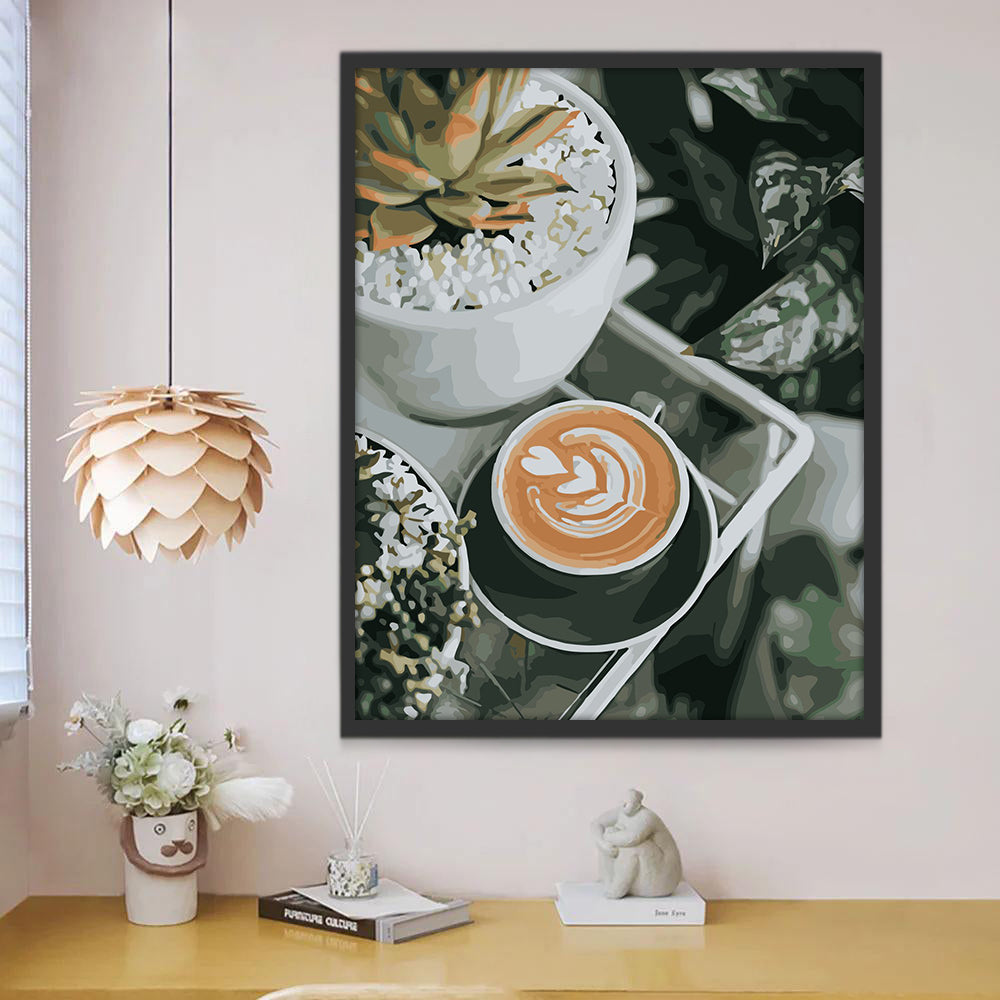 Een Cappuccino met Melkkunst Schilderen op Nummers