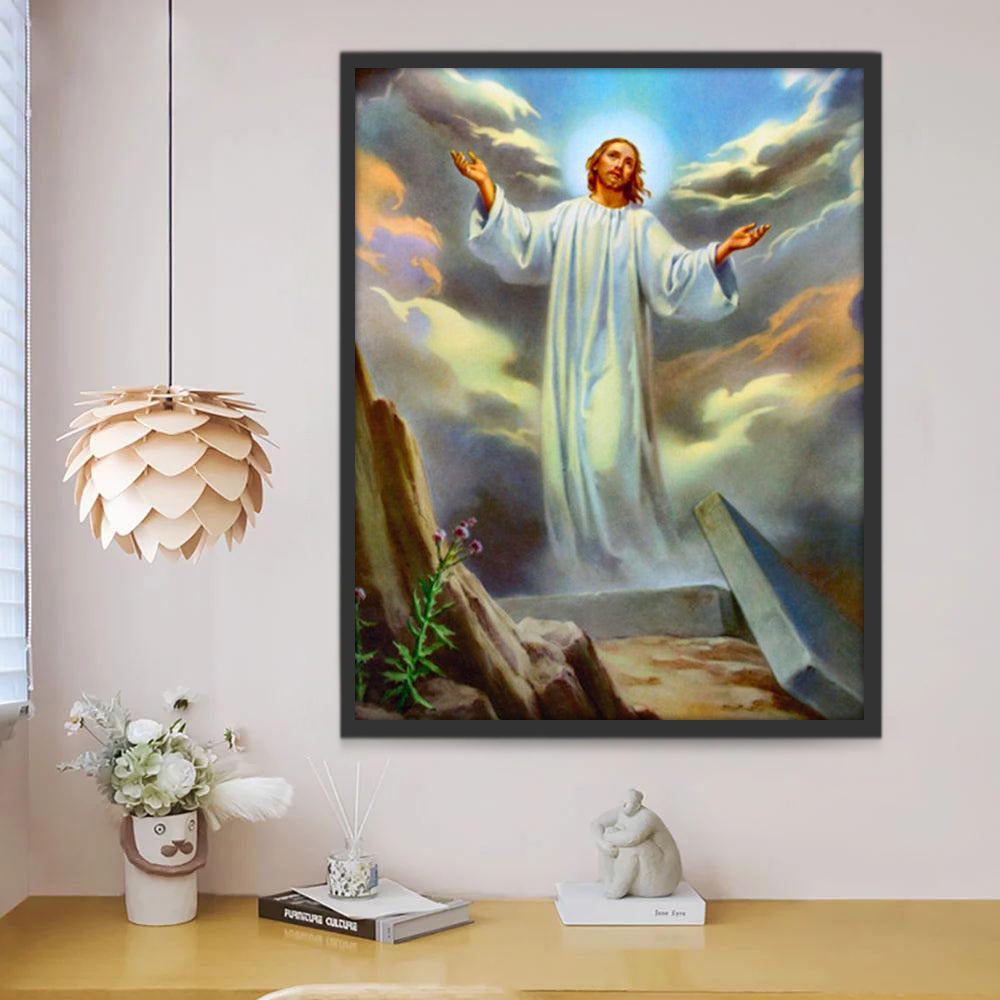 Een Christen die Staat en Zijn Handen Opent Christendom Schilderen op Nummers