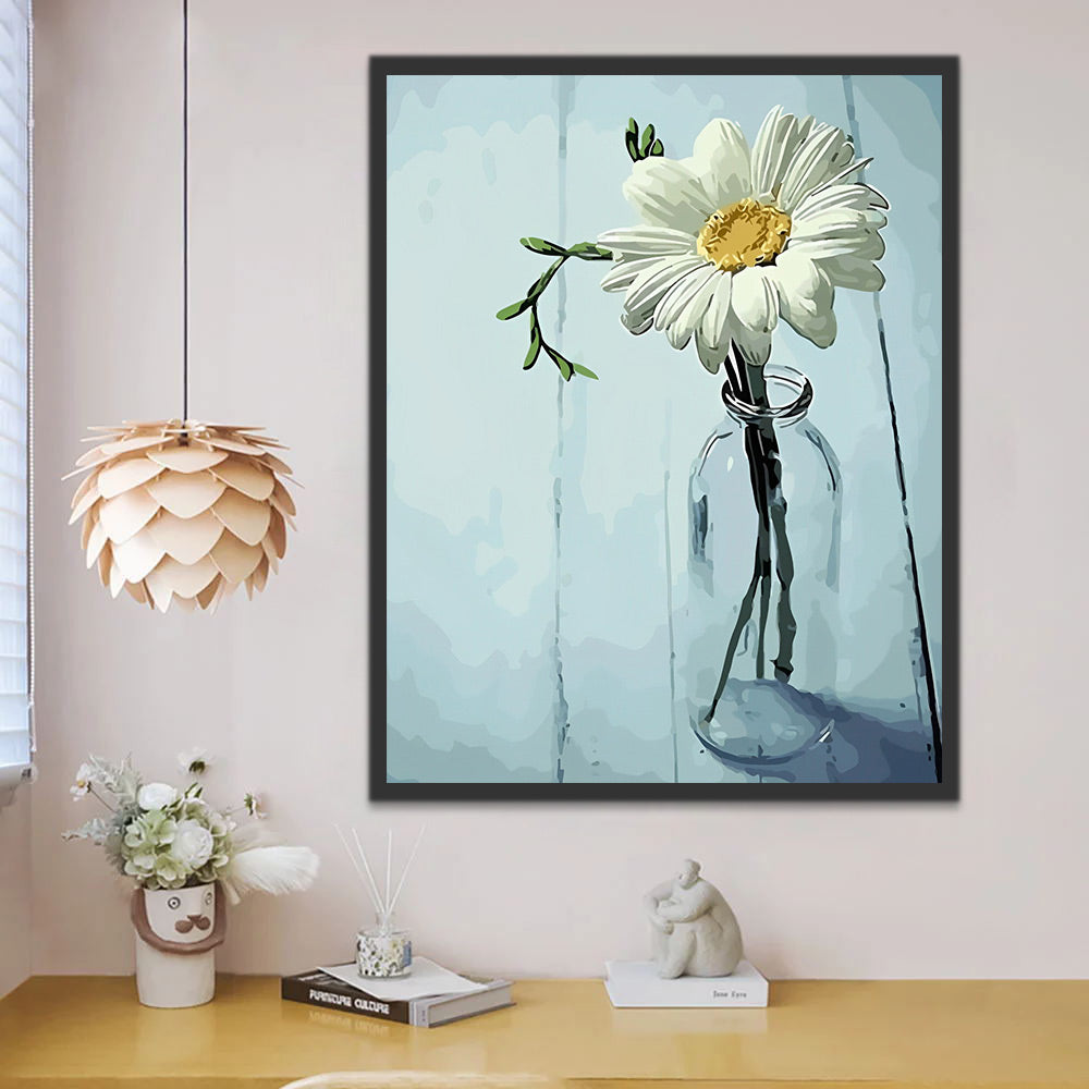 Een Chrysant in een Glazen Vaas Schilderen op Nummers