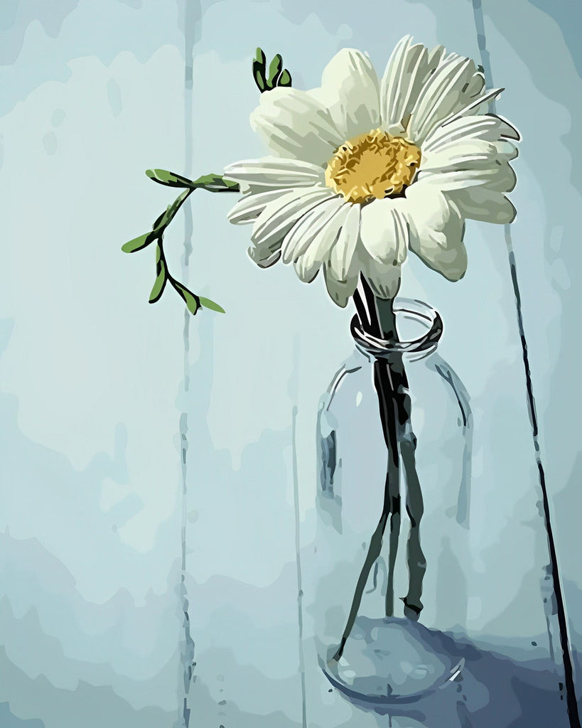 Een Chrysant in een Glazen Vaas Schilderen op Nummers