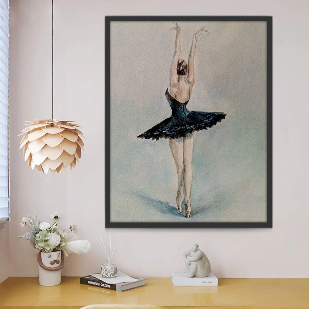 Een Danseres in een Zwarte Tutu Schilderen op Nummers