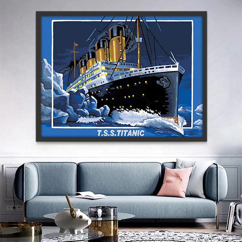 Een Dramatisch Tafereel van de Titanic bij Nacht Schilderen op Nummers