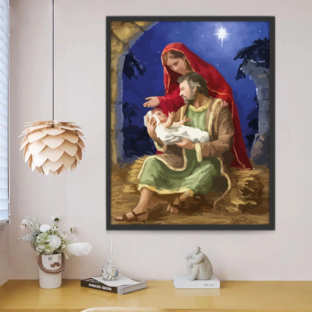 Een Familie onder de Sterren Christendom Schilderen op Nummers