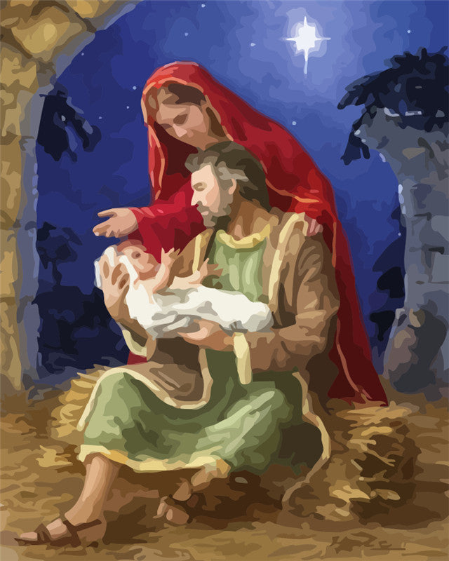 Een Familie onder de Sterren Christendom Schilderen op Nummers