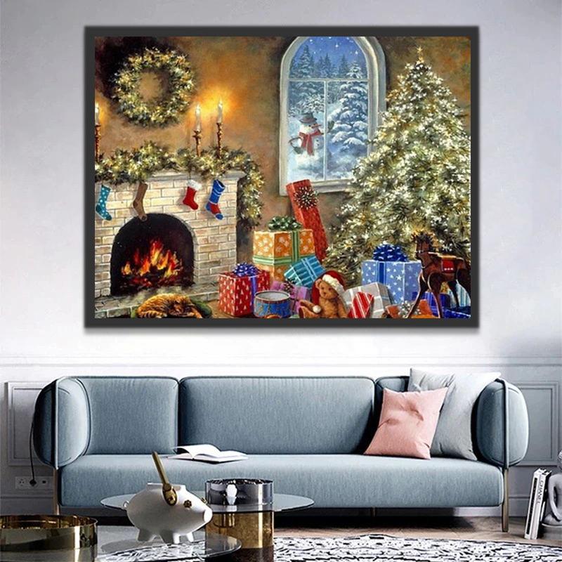 Een Gezellig Huis Overstroomd van Kerstgeschenken Schilderen op Nummers