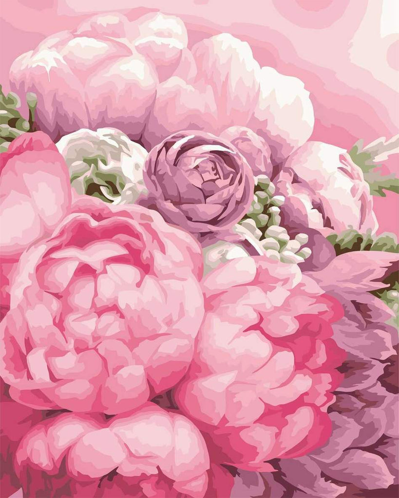 Een Grote Tros Roze Bloemen Schilderen op Nummers