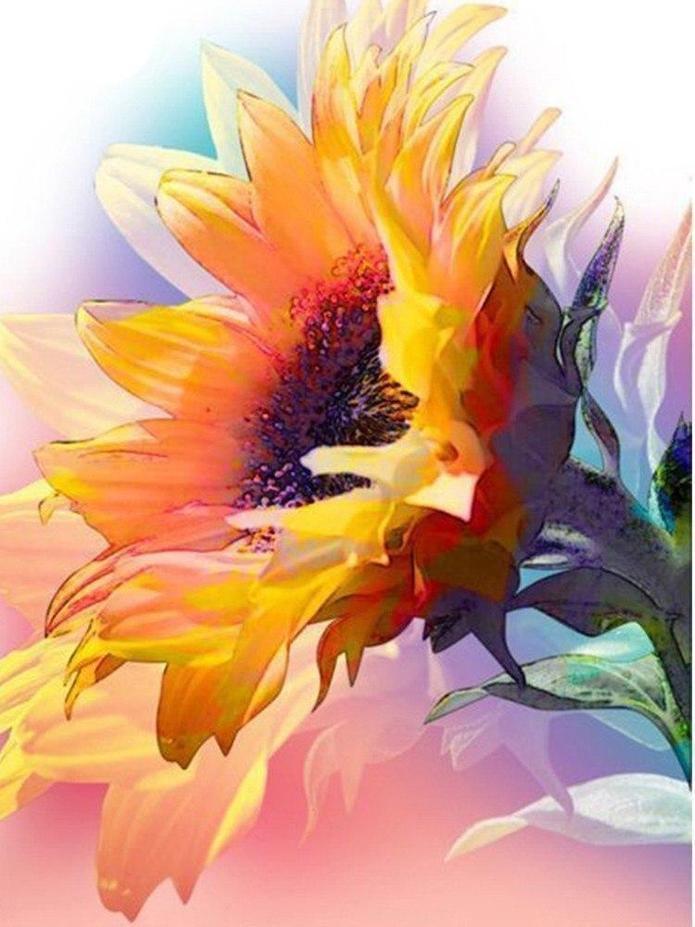 Een Grote Zonnebloem Schilderen op Nummers