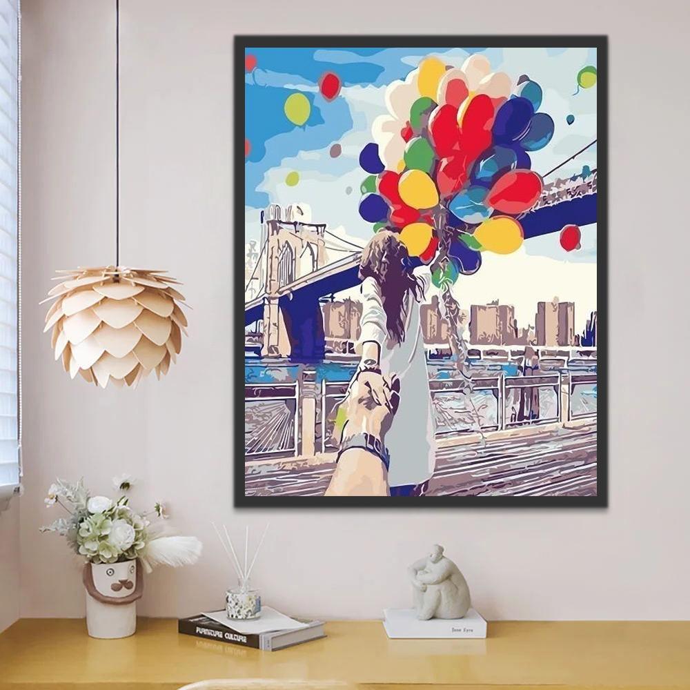 Een Hand vol Ballonnen aan de Rivier Schilderen op Nummers