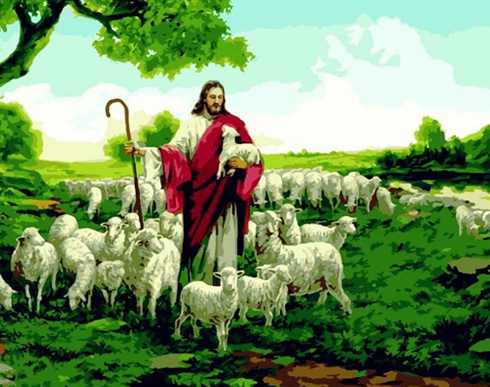 Een Herder met een Rode Sjaal Christendom Schilderen op Nummers