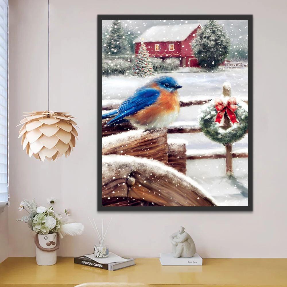 Een Ijsvogel in de Sneeuw Schilderen op Nummers