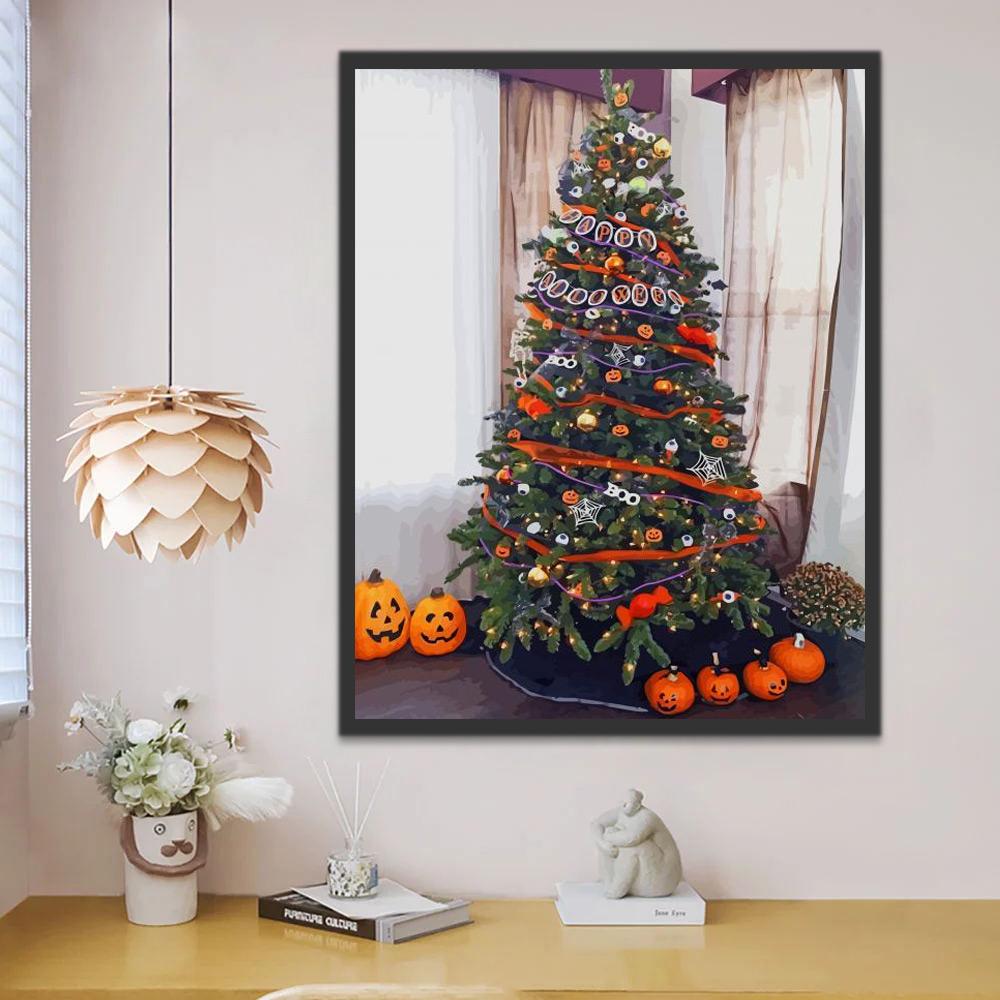 Een Kerstboom vol met Versieringen Schilderen op Nummers