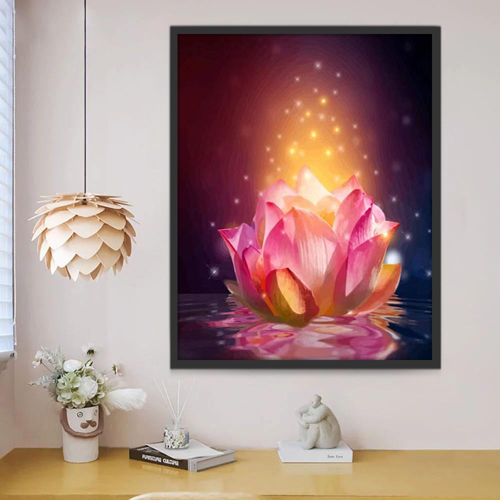 Een Lotusbloem met Sterrenlicht Schilderen op Nummers