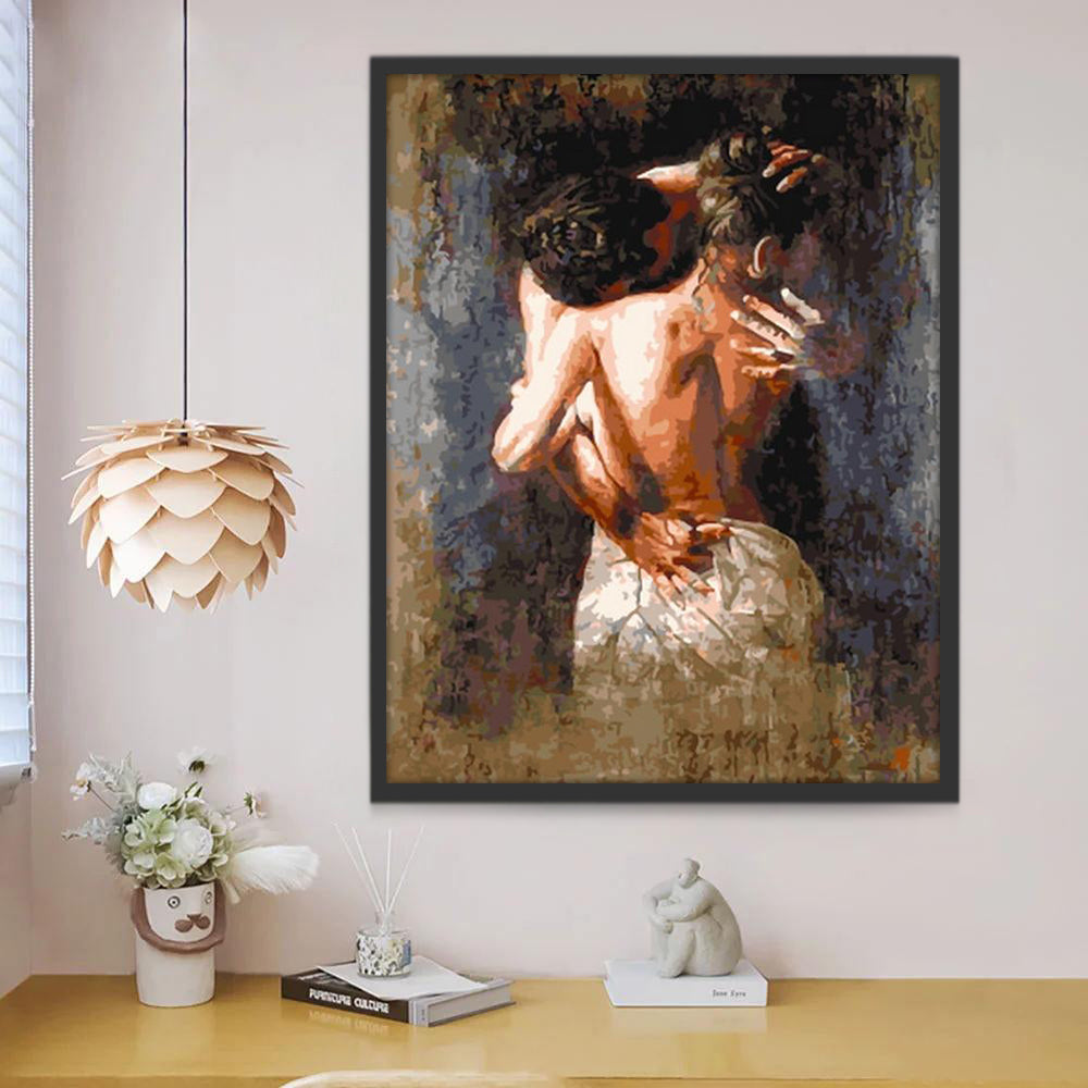 Een Man en Vrouw in een Omhelzing Schilderen op Nummers