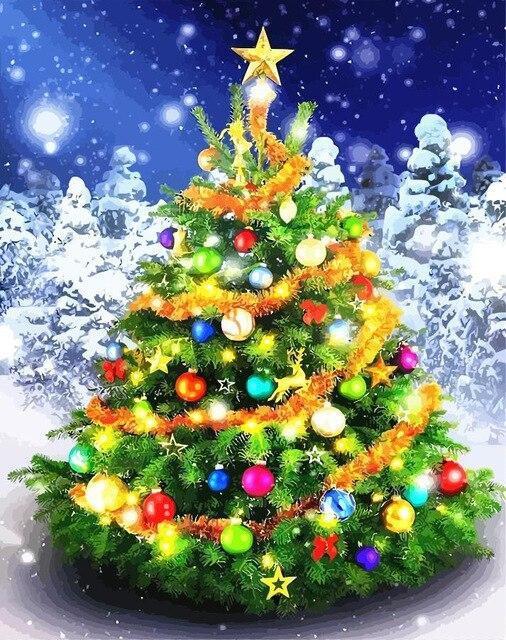 Een Mooie Kerstboom Schilderen op Nummers