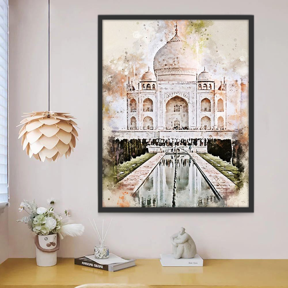 Een Olieverfschilderij van de Taj Mahal Schilderen op Nummers