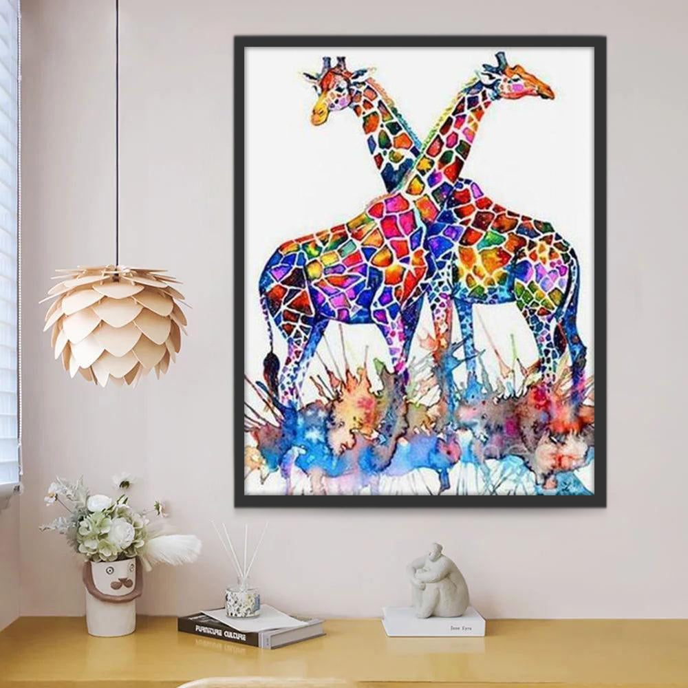 Een Paar Kleurrijke Giraffen Schilderen op Nummers