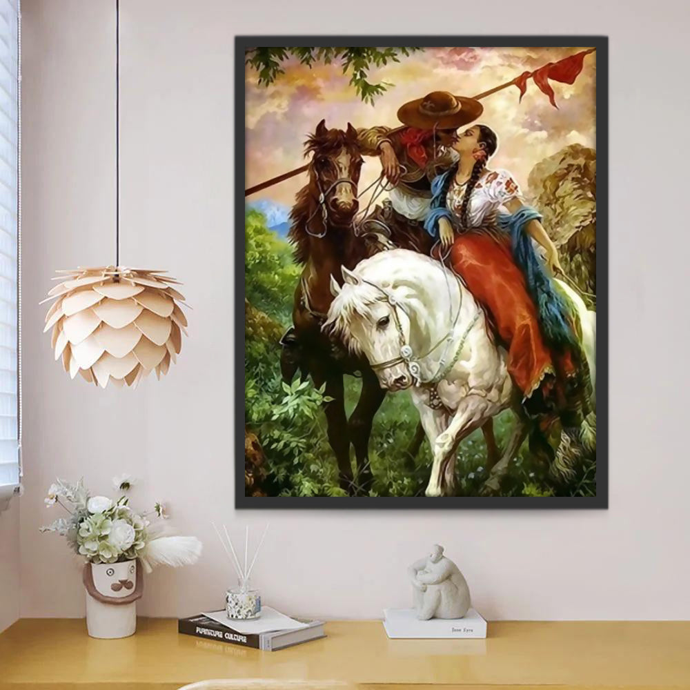 Een Paar op Paarden Schilderen op Nummers
