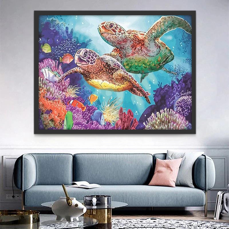 Een Paar Schildpadden Schilderen op Nummers