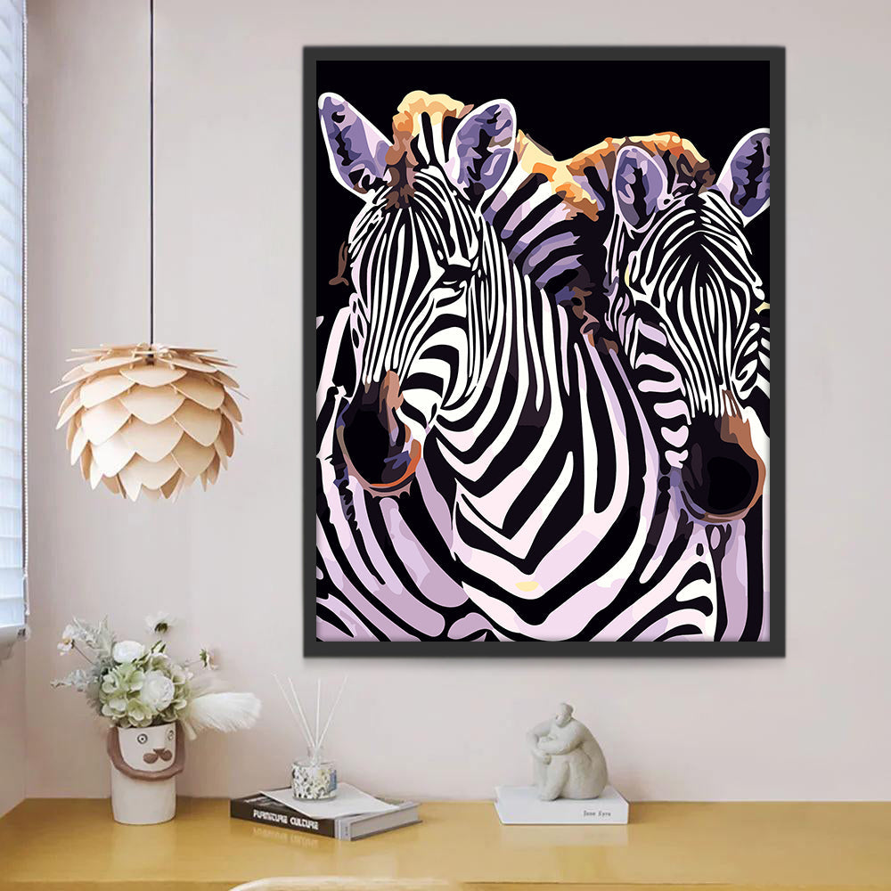 Een Paar Zebras Schilderen op Nummers
