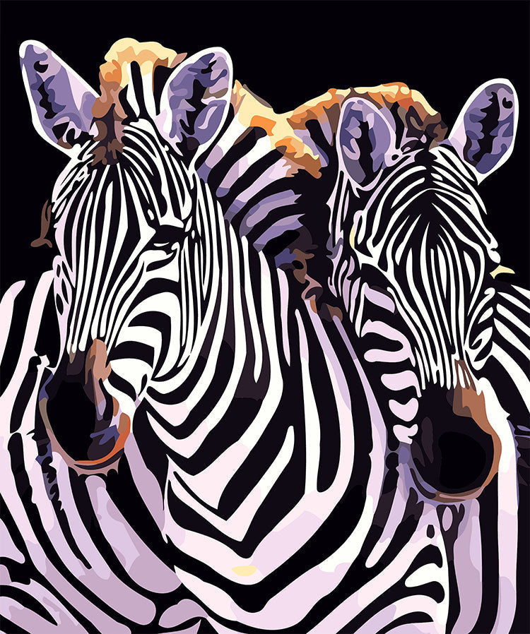 Een Paar Zebras Schilderen op Nummers