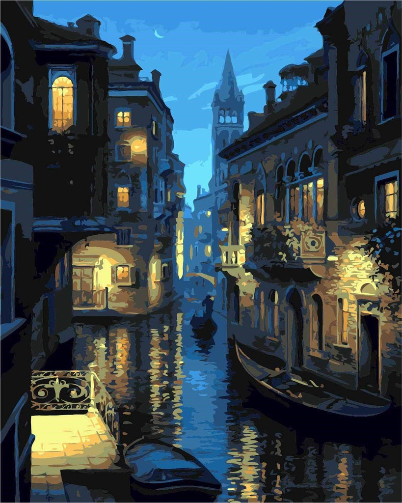 Een Regenachtige Nacht in Venetië Schilderen op Nummers