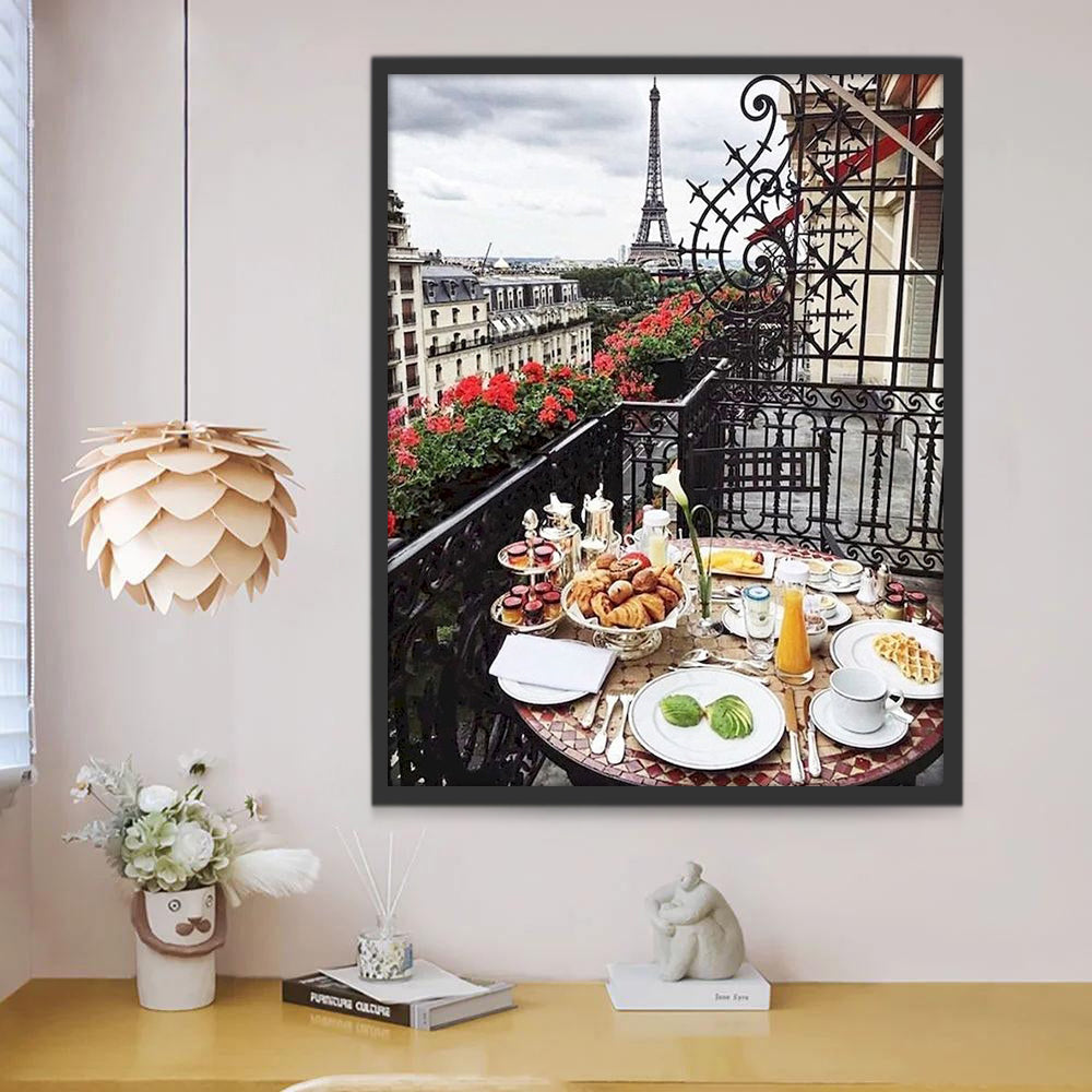Een Romantisch Ontbijt op het Balkon Schilderen op Nummers