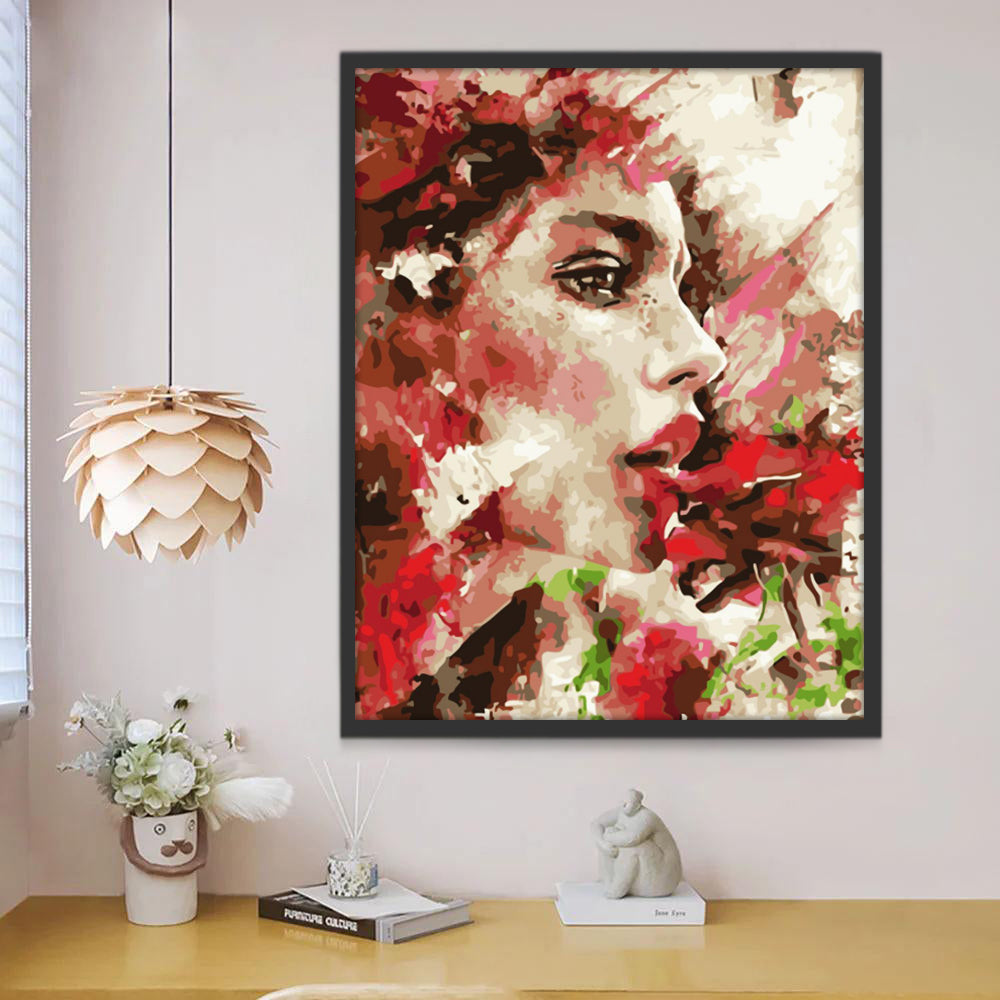 Een Schoonheid tussen Bloemen Schilderen op Nummers