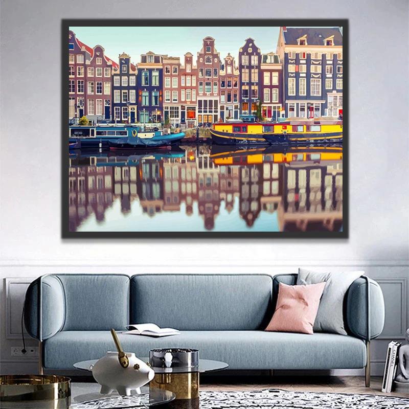 Een Serene Blik op Amsterdam Schilderen op Nummers
