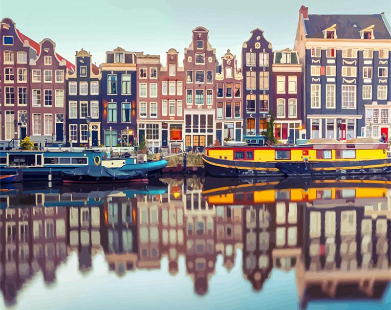 Een Serene Blik op Amsterdam Schilderen op Nummers
