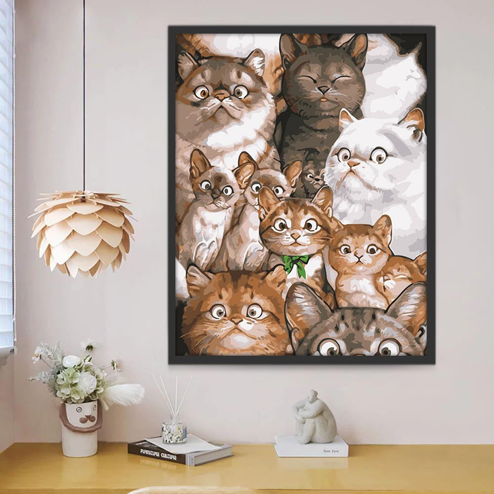 Een Stel Geschokte Katten Schilderen op Nummers