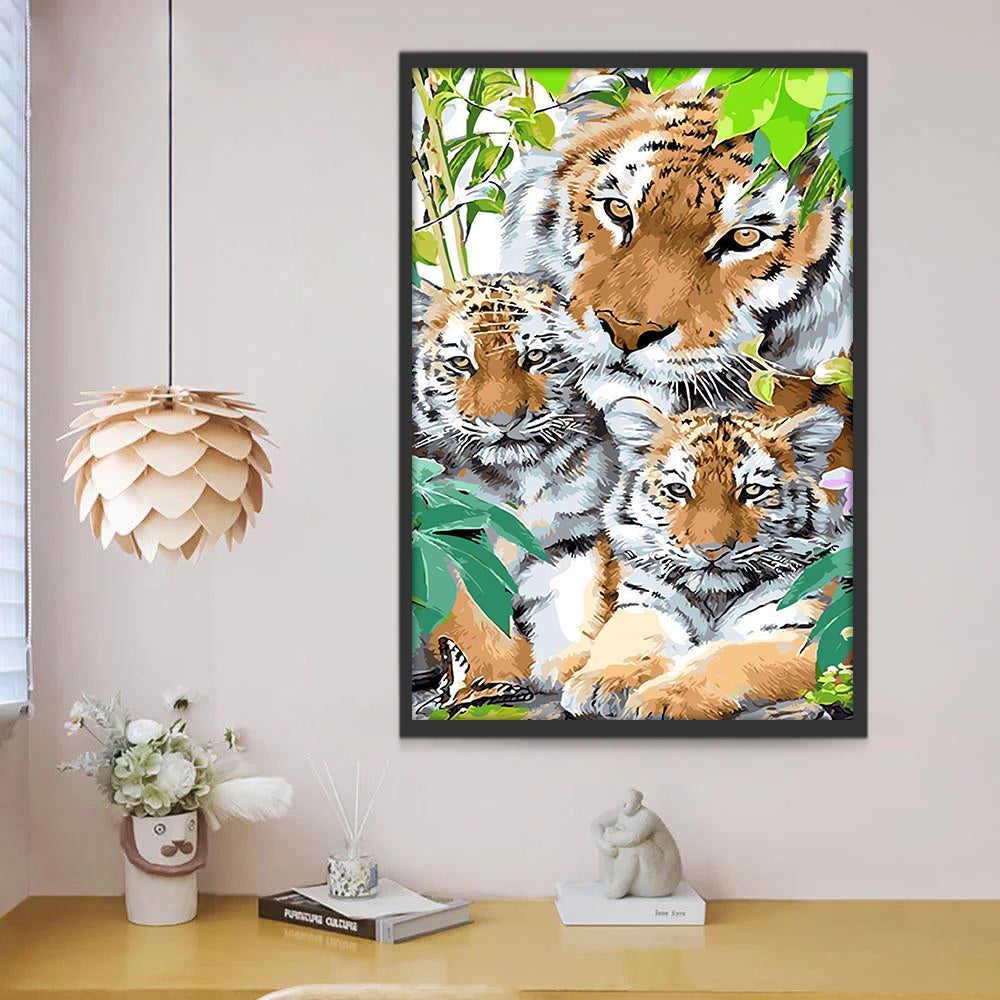 Een Tijger en Twee Babytijgers Schilderen op Nummers