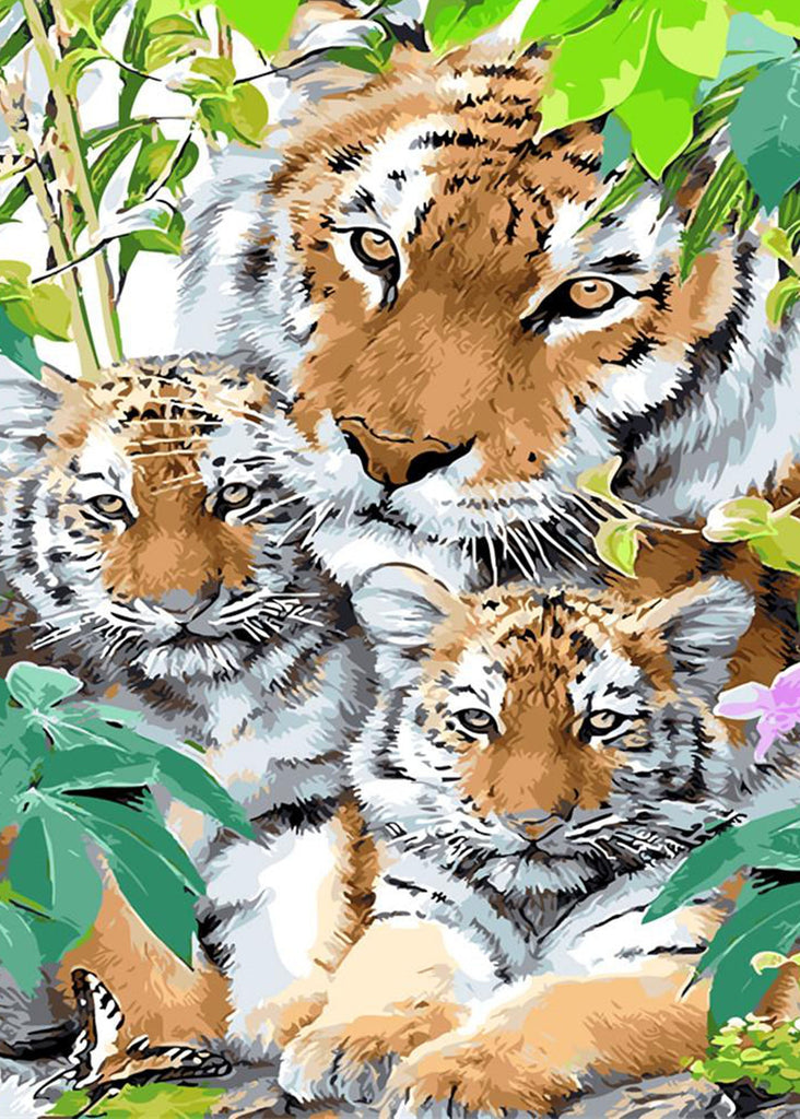 Een Tijger en Twee Babytijgers Schilderen op Nummers