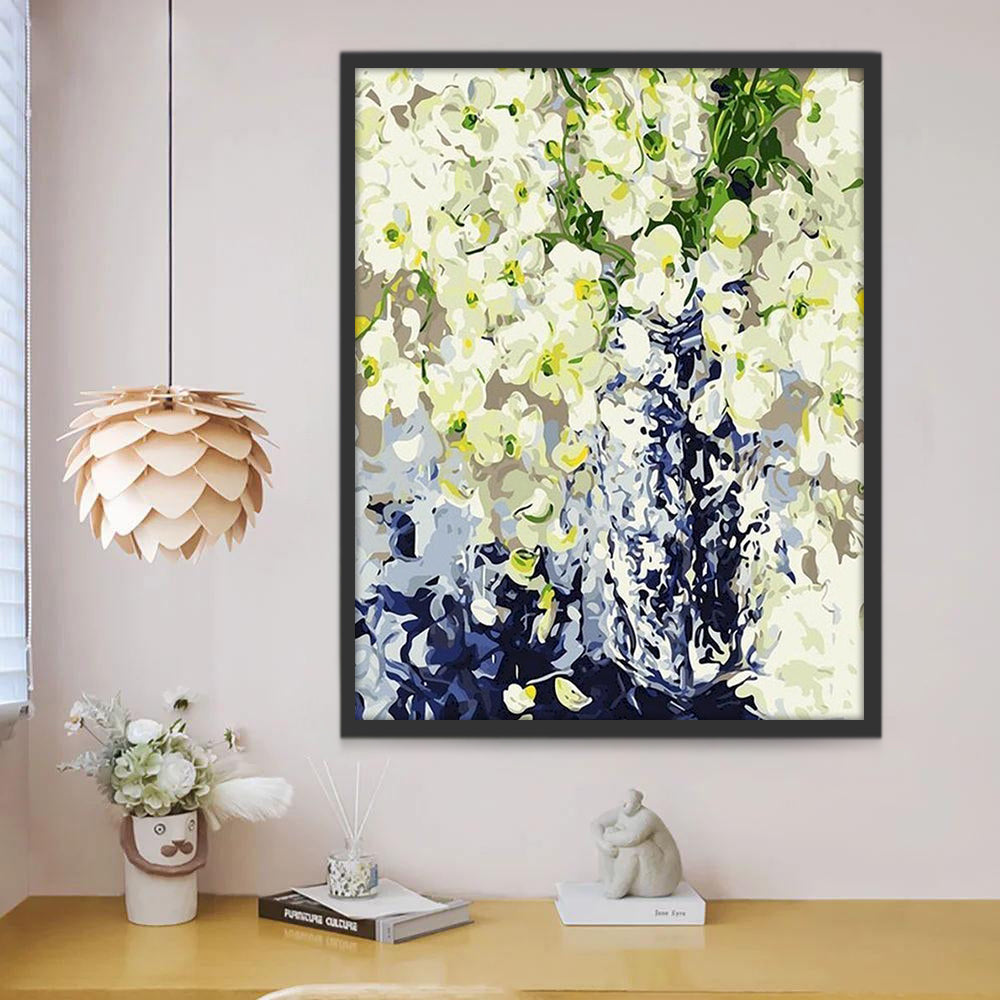 Een Tros Kleine Witte Bloemen Schilderen op Nummers