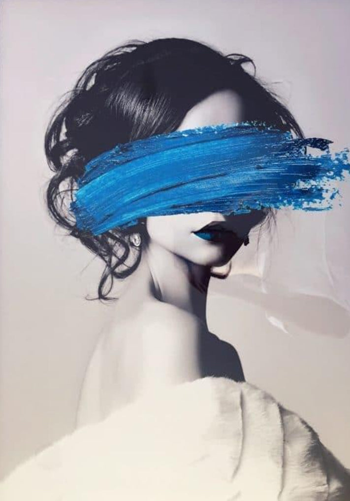 Een Vleugje Blauw op een Zwart-wit Portret Schilderen op Nummers