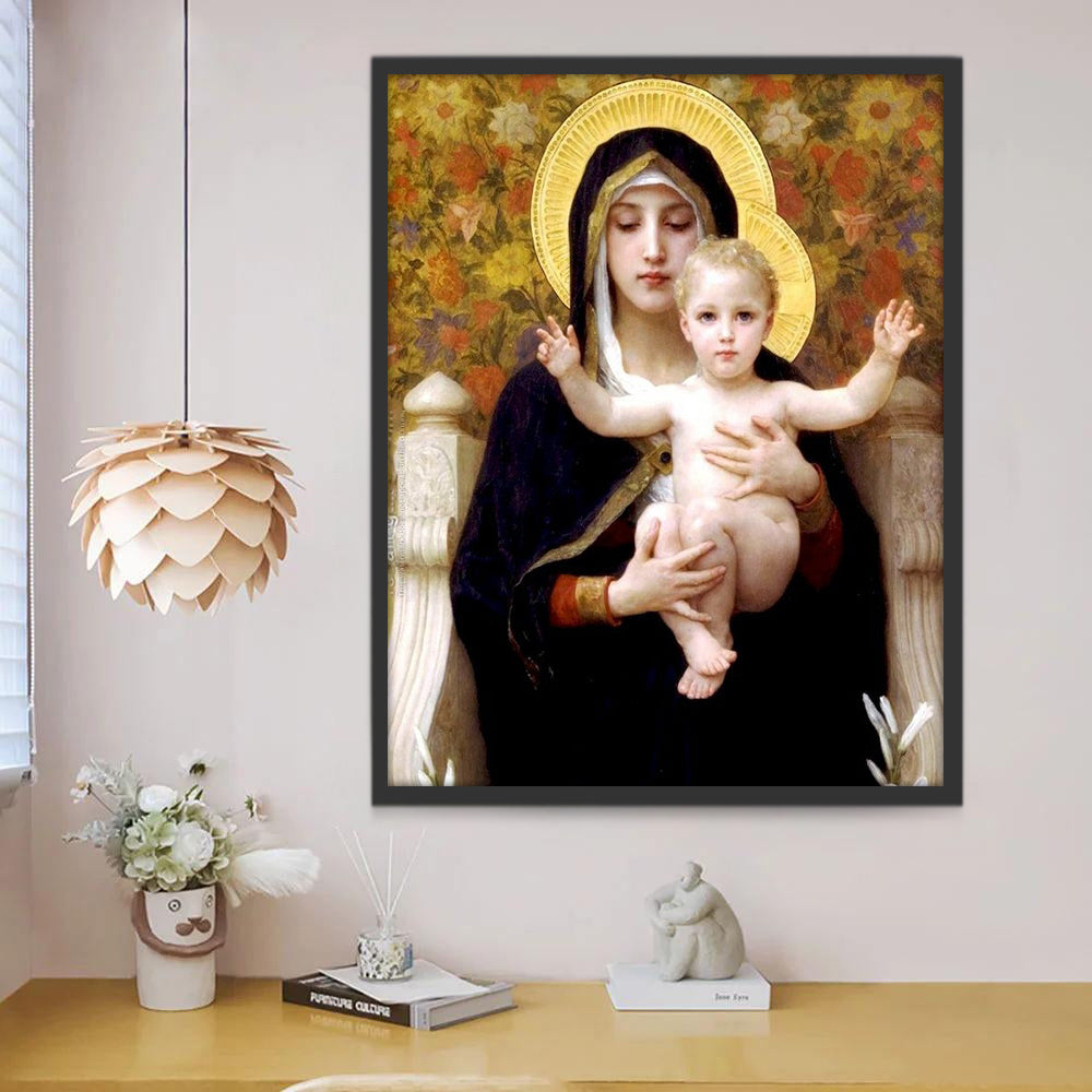 Een Vrouw in het Zwart en een Baby Christendom Schilderen op Nummers