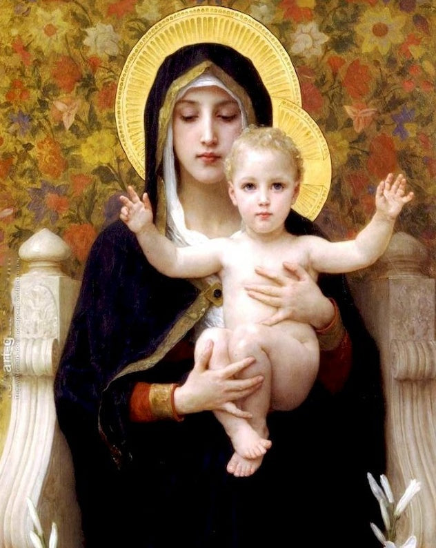 Een Vrouw in het Zwart en een Baby Christendom Schilderen op Nummers