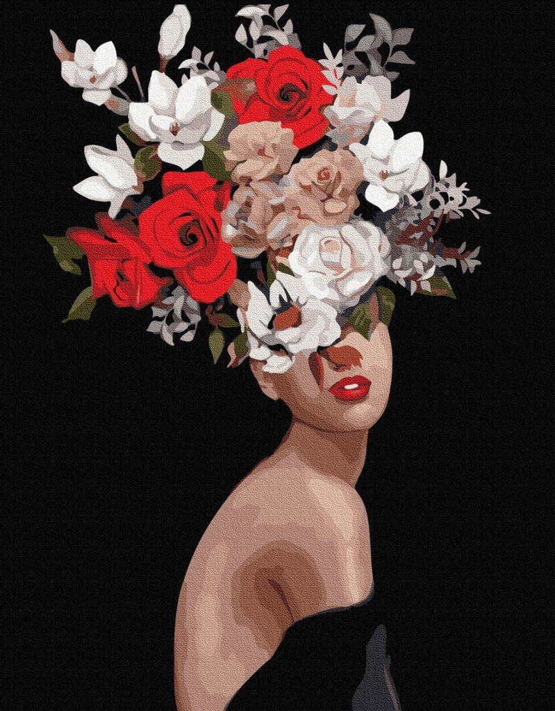 Een Vrouw met Bloemen op het Hoofd Schilderen op Nummers