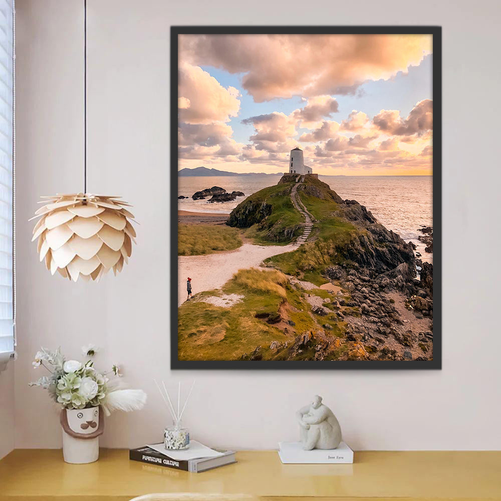 Een Vuurtoren op een Heuvel aan Zee Schilderen op Nummers