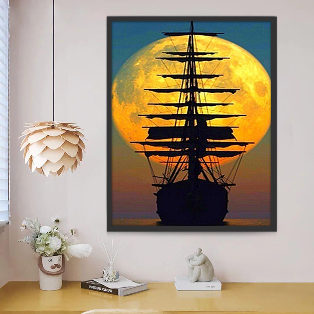 Een Zeilschip in Silhouet Schilderen op Nummers