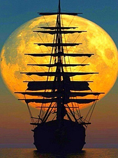 Een Zeilschip in Silhouet Schilderen op Nummers