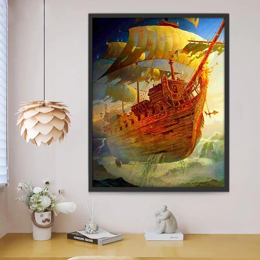 Een Zonnig Zeilschip in Olieverf Schilderen op Nummers