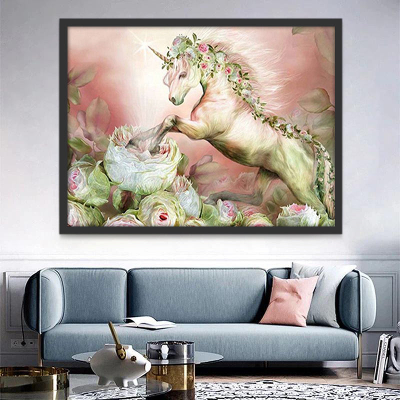Eenhoorn en Bloemen Schilderen op Nummers